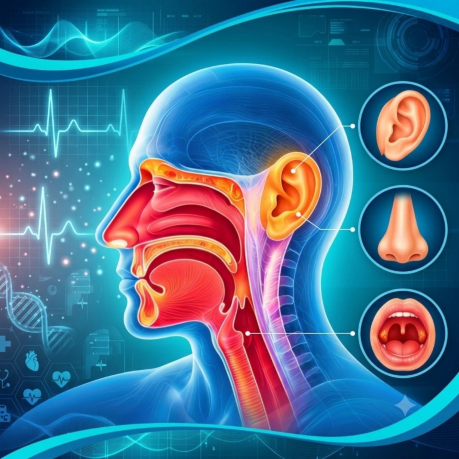ENT ear, nose and throat medical illustration