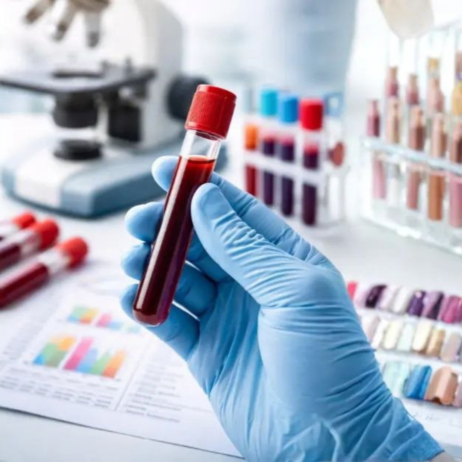 Laboratory blood sample and diagnostic testing visual